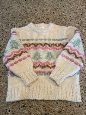 3-4Y Zara Pastel Chunky Knit Winter Tree Sweater